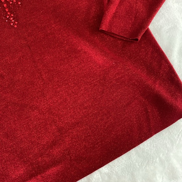 Dark red rhinestone embellished glittery sweater - Picture 4 of 17